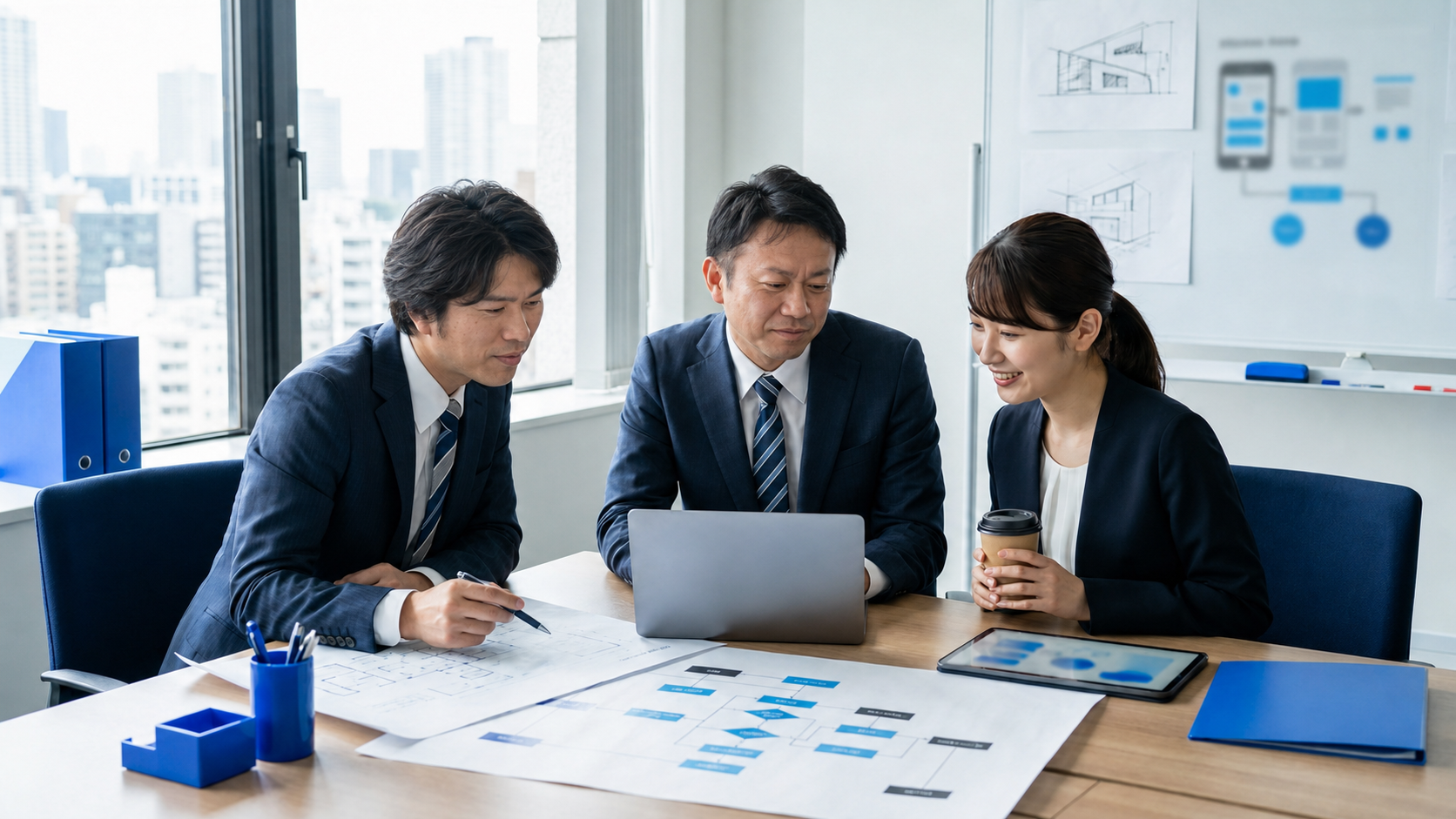 Web制作と業務改善について話し合うチーム